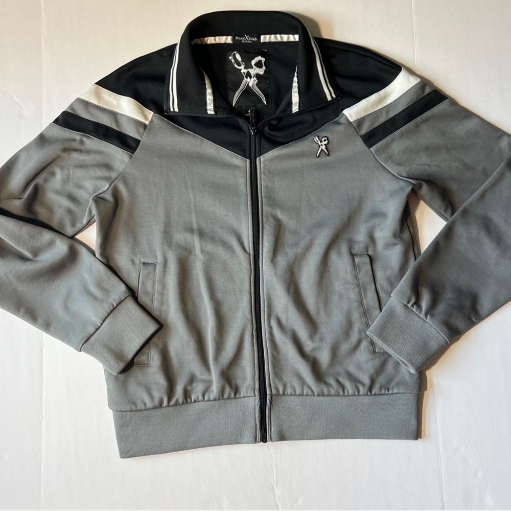 Marc Ecko Zip Up Jacket Size Small Gray Black - image 1